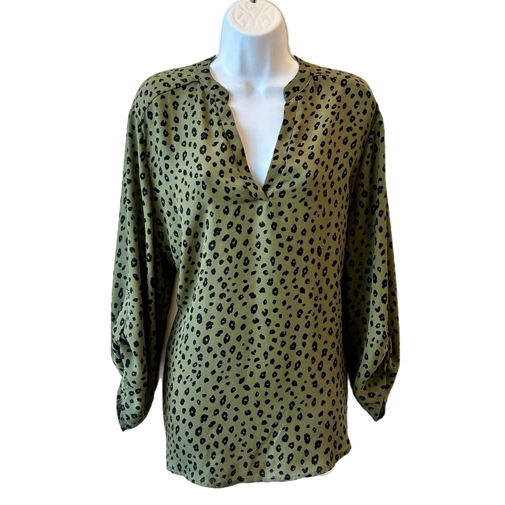 Lush Olive and Black Animal Print Blouse - Picture 7 of 7